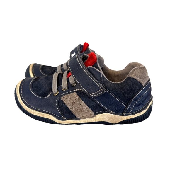 Stride Rite toddler 8.5W sneaker Shoes Wes leather and suede Blue Hook Loop - Picture 1 of 10